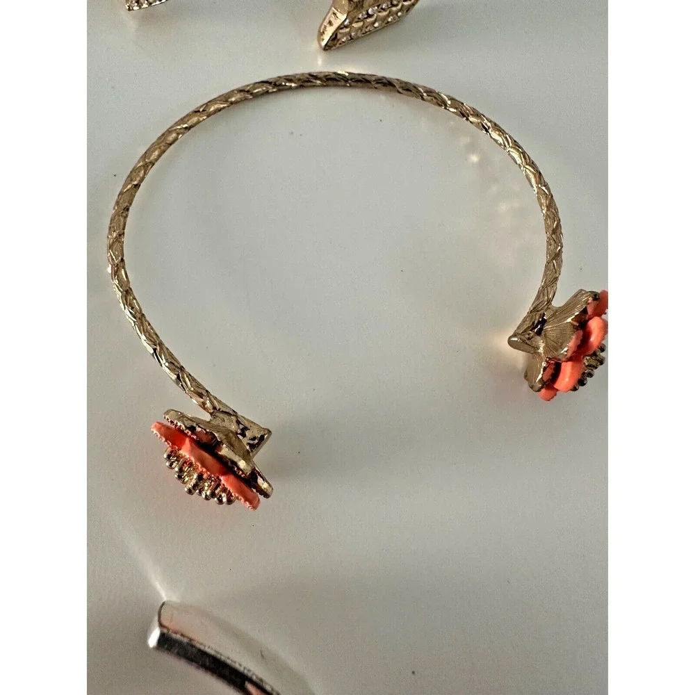 Cuff Bracelet Arrow Inspirational Flower Believe Silver Rose Gold Tones Lot of 5